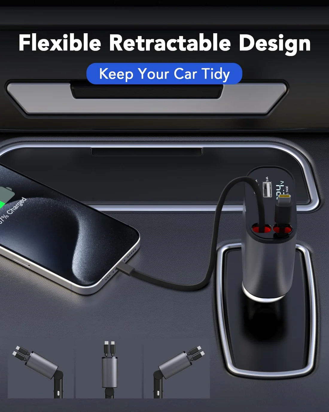 Compro 4-In-1 Retractable Car Charger