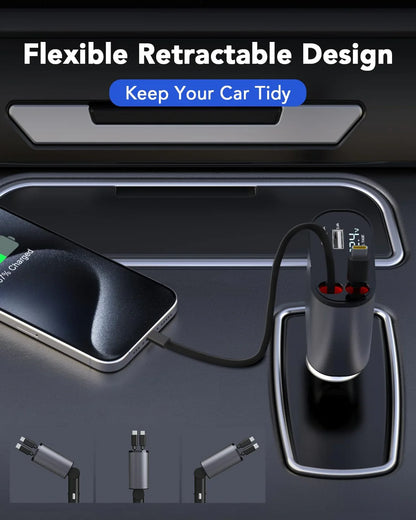 Compro 4-In-1 Retractable Car Charger