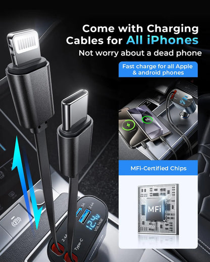Compro 4-In-1 Retractable Car Charger