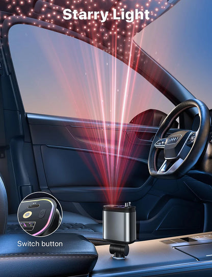 Compro 4-In-1 Retractable Car Charger with Star Projection Night Light