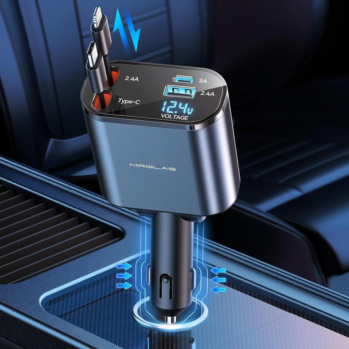 Compro 4-In-1 Retractable Car Charger